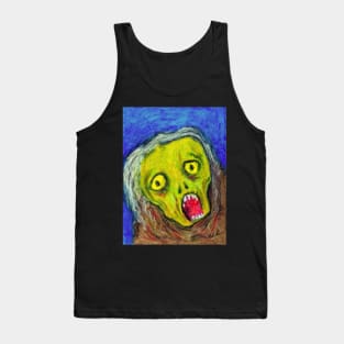 Hand drawn of a Halloween ghoul ghost screaming and terrified by fear. Tank Top